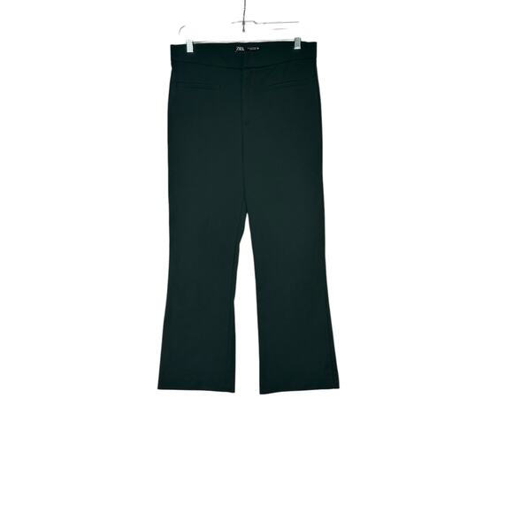 Zara dark green boot cut high waist cropped pants size Large - Picture 3 of 7
